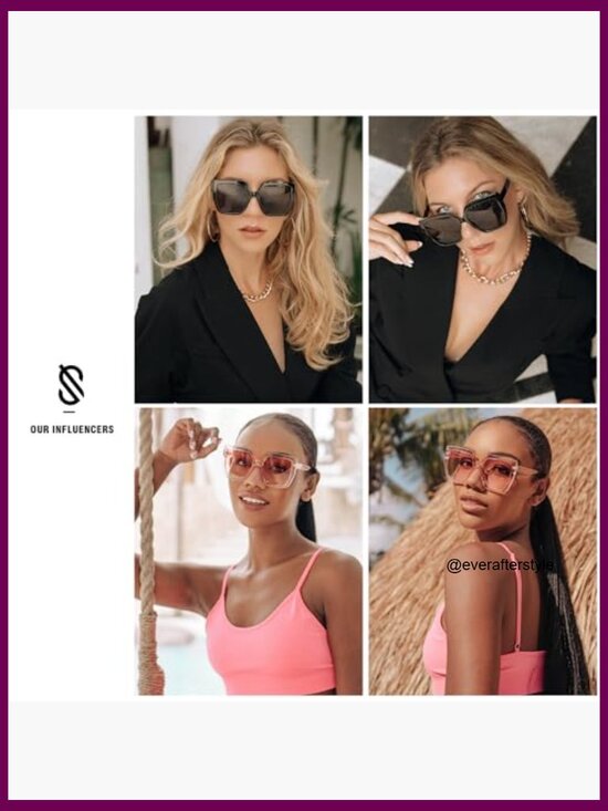 Oversized Horned Rim Sunglasses with UV400 Protection Plastic Frames main image 7